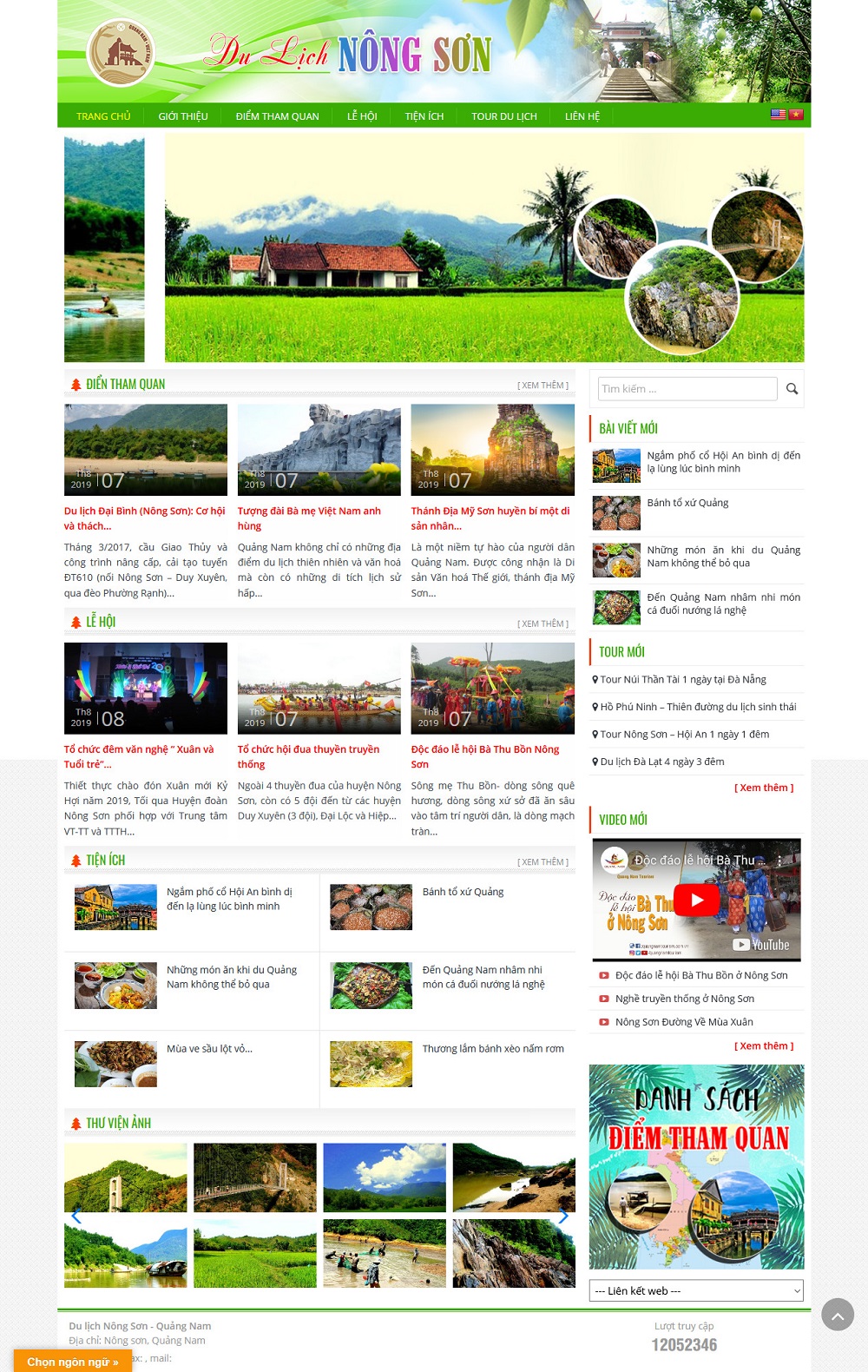 Mẫu web du lịch Nông Sơn Quảng Nam