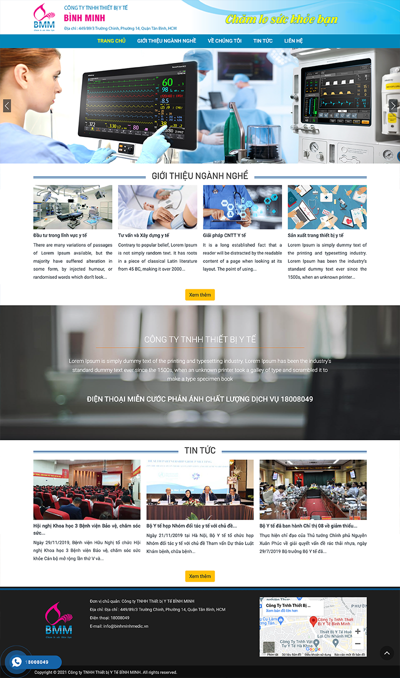 Mẫu web giới thiệu – Y tế Bình Minh