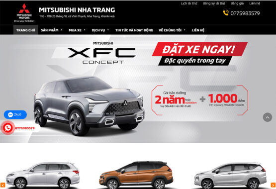 Mẫu web mua bán xe ô tô Mitsubishi 2023